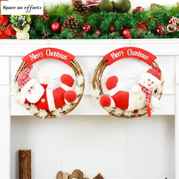 

Wood Christmas Wreath Artificial Rattan Garland Wedding Christmas Tree Decor DIY Hanging Weaved Garlands Craft