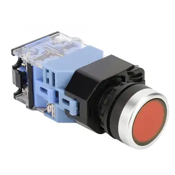 

10 Pcs BEM38-11DS(LA38) Self-Lock Flat Button Switch 22mm with Indication Light Circuit control switch AC/DC 24V