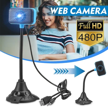 

USB 2.0 Rotatable Computer Webcam with Microphone PC Digital HD Video Camera Practical Portable Camera