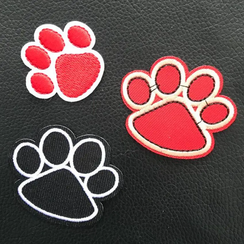 Dog Bear Footprint Paw Prints Patches for Clothes Iron on Embroidered Fabric Cartoon Logo Applique DIY Apparel Accessories | Дом и сад
