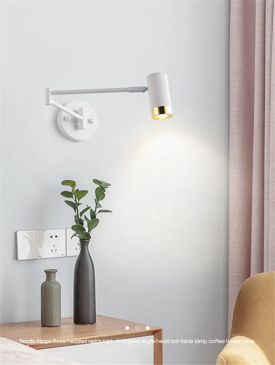 wall lamps Nordic Bedroom Rocker Led Wall Lights Modern Creative Telescopic Long Arm Folding Bedside Wall Sconces Reading Lighting Fixtures wall sconce lighting