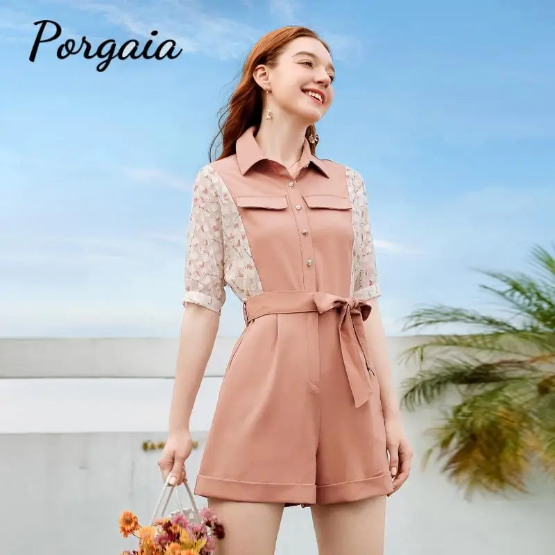 

Pink Rompers Casual Style Straight Printed Dress Summer Dress Holiday Seaside Look