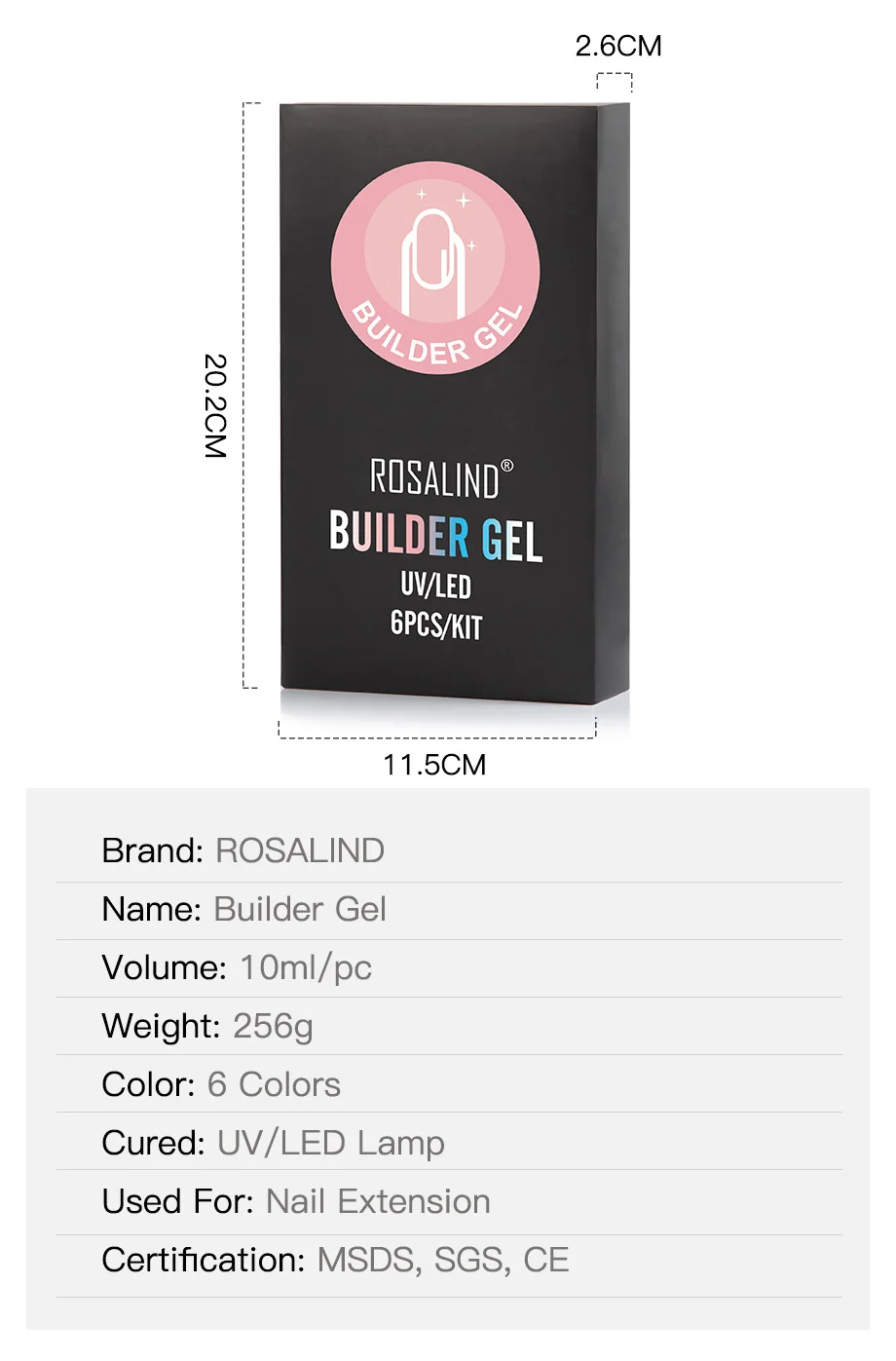 Набор гелей ROSALIND для дизайна ногтей, полигель с формой для ногтей, впитывающий Гибридный лак для наращивания, Полупостоянный УФ светодиодный набор гелей
