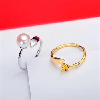 

Simple Big Pearl Rings Settings Women DIY Pearl Rings Holder S925 Sterling Silver Pearl Jewelry Findings