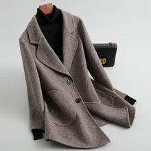 Женский 19FW осенне-зимний двусторонний шерстяной твидовый Блейзер striped Bon пальто в полоску и куртка