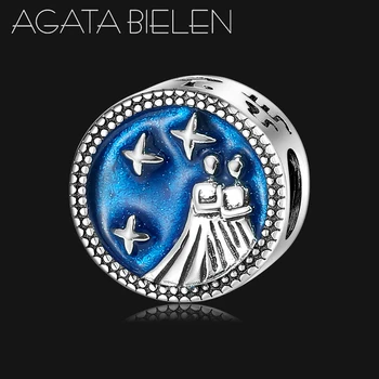 

12 Constellation Charm Beads Cheerful Gemini 925 Sterling Silver Fit Original Pandora DIY Bracelet Bangle Jewelry making