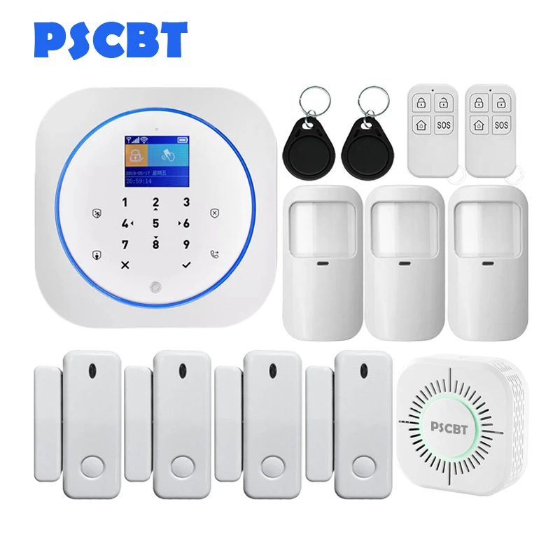 Kit 8 Tuya Smart wifi GSM сигнализация Alexa Google домашняя охранная система безопасности комплект PIR датчик движения двери приложение пульт дистанционного управления камера монитор - Цвет: Kit 8