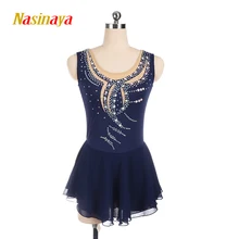 Nasinaya платье для фигурного катания сапфировый синий Индивидуальные соревнования ледяные юбки для конькобежцев для девочек женщин детей Patinaje представление