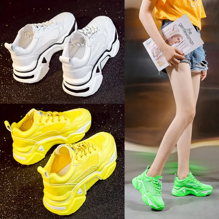 Fujin women's platform sneaers Causal Shoes walking Increasing 5CM INS Sneakers Height Platform Breathable vulcanize Sneakers