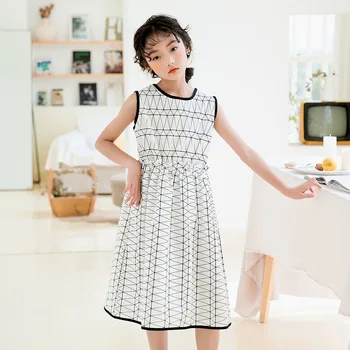 

Sleeveless Backless Dresses Teenage Girls Summer 2020 Dress Kids Clothing Children Knee Length Party Princess Dresses Clothes