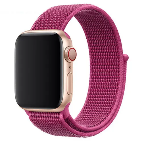 Dragon Fruit Нейлоновый спортивный бесшовный ремешок для наручных часов Apple Watch, ремешок 42 мм, 38 мм и нержавеющая сталь металлический корпус 44 мм/40 мм наручных часов iWatch, 5/4/3/2/1 браслет, ремешок на запястье для наручных часов аксессуары - Цвет ремешка: Dragon Fruit