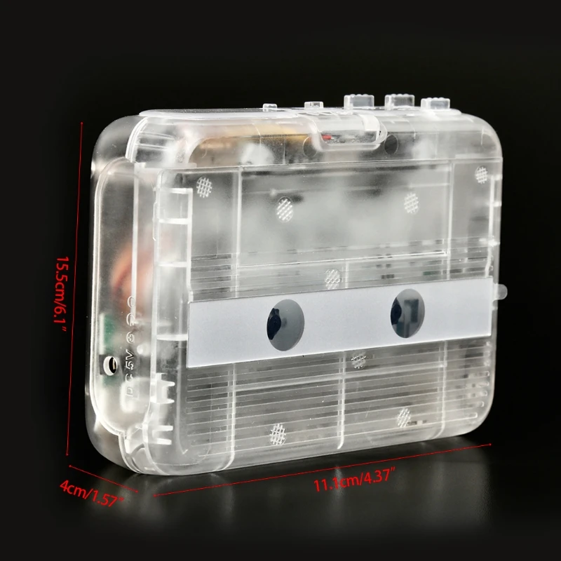 Bluetooth Transmitter Stereo Transparent Cassette Player with FM Radio Auto-revers function Portable Bluetooth Cassette Player