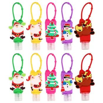 

10PCS Hand Sanitizer Bottle Protective Case 30ml Xmas Travel Container Case Silicone Bottle Set 30ml Cartoon Silicone Bottle Set