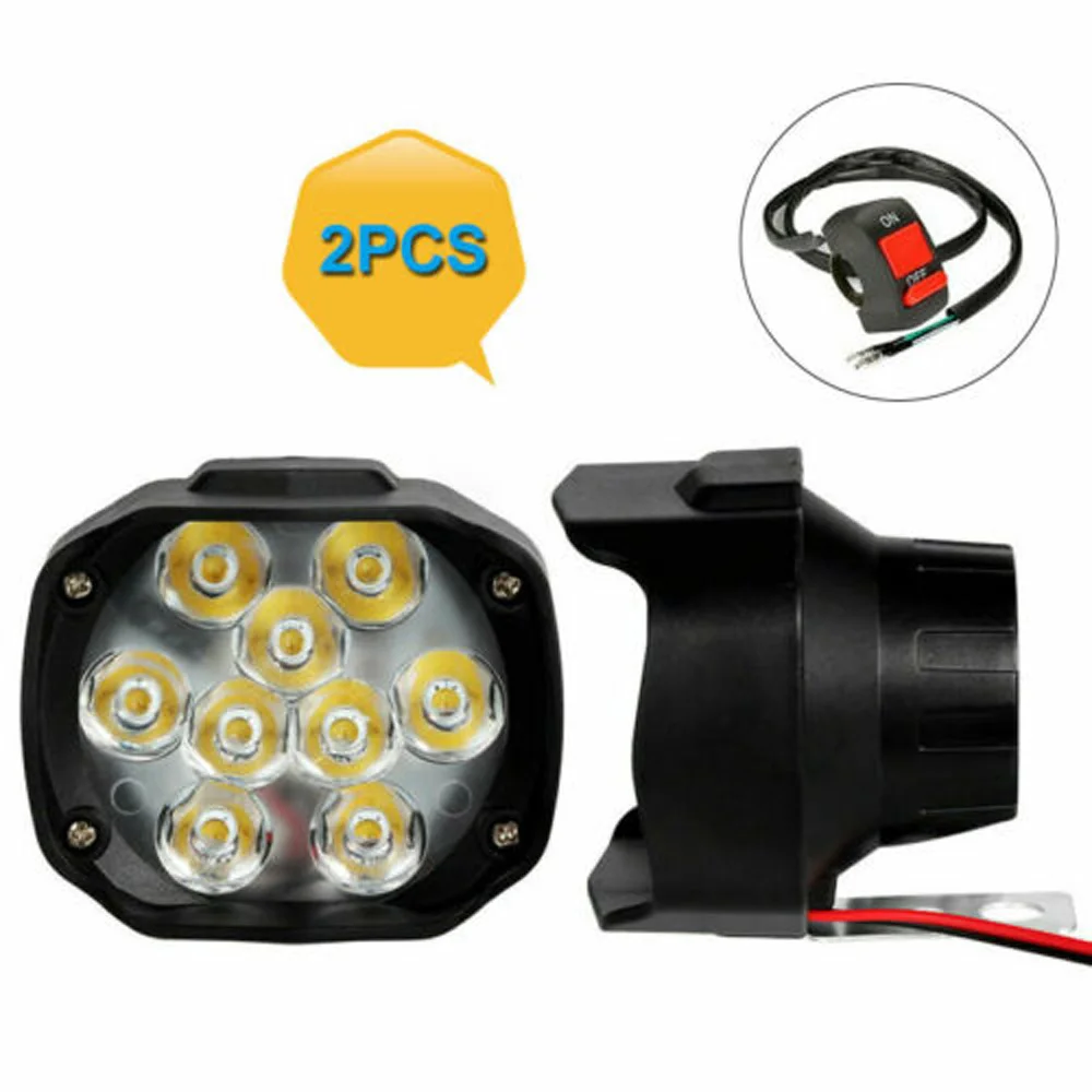 

2x LED Motorcycle Headlight Driving Light DRL Switch Spot Beam Turn Signal Lamp