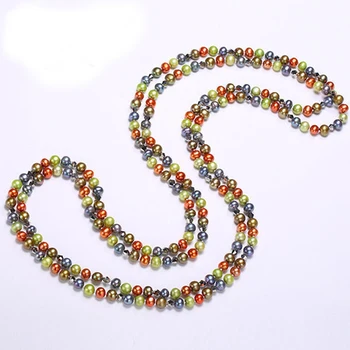 

DMNFP112 Pearl Necklace 6-7mm Sweater Chain 140cm Near Round Long Pearl Necklace For Women