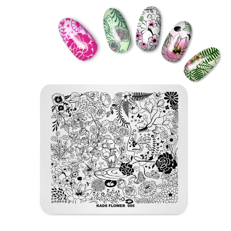 KADS Flower 005 Series  Long Vine Flower Shape Fantastic Flowers Plate Nail Art Image Stamp for Art Decorations 5