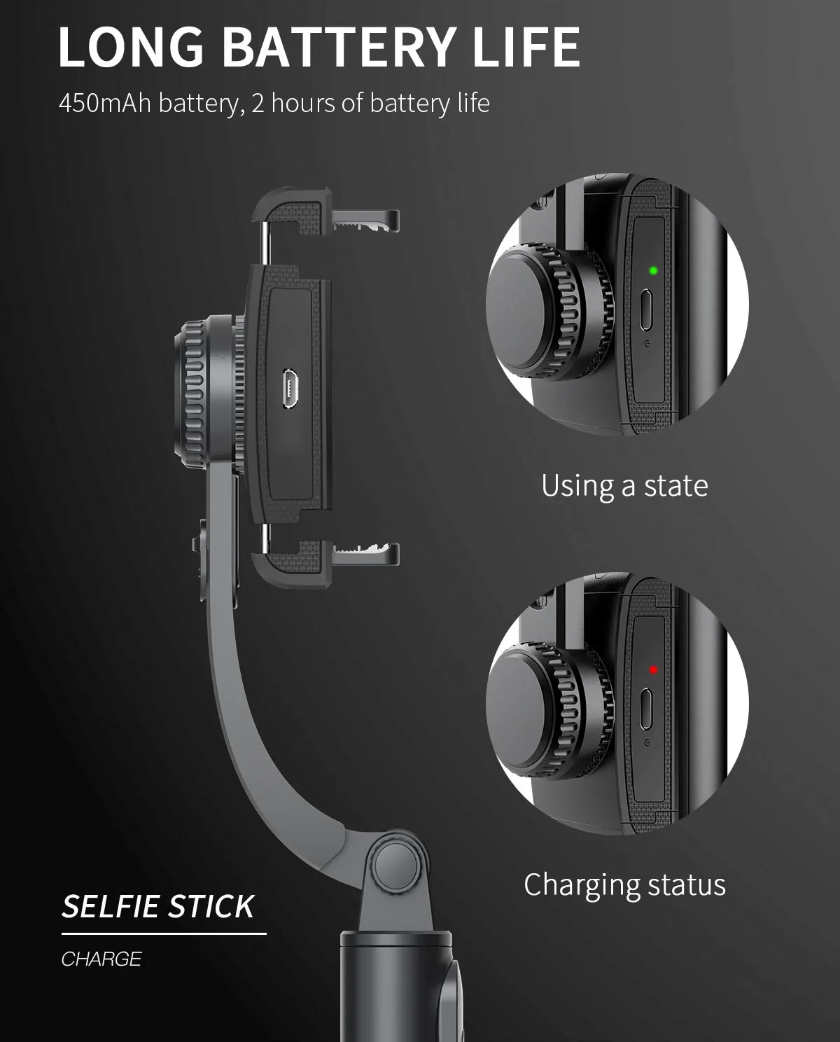 Gimbal portatile per smartphone Bluetooth stabilizzatore portatile con treppiede selfie stick Gimbal pieghevole per smartphone Xiaomi iPhone_voghion.com