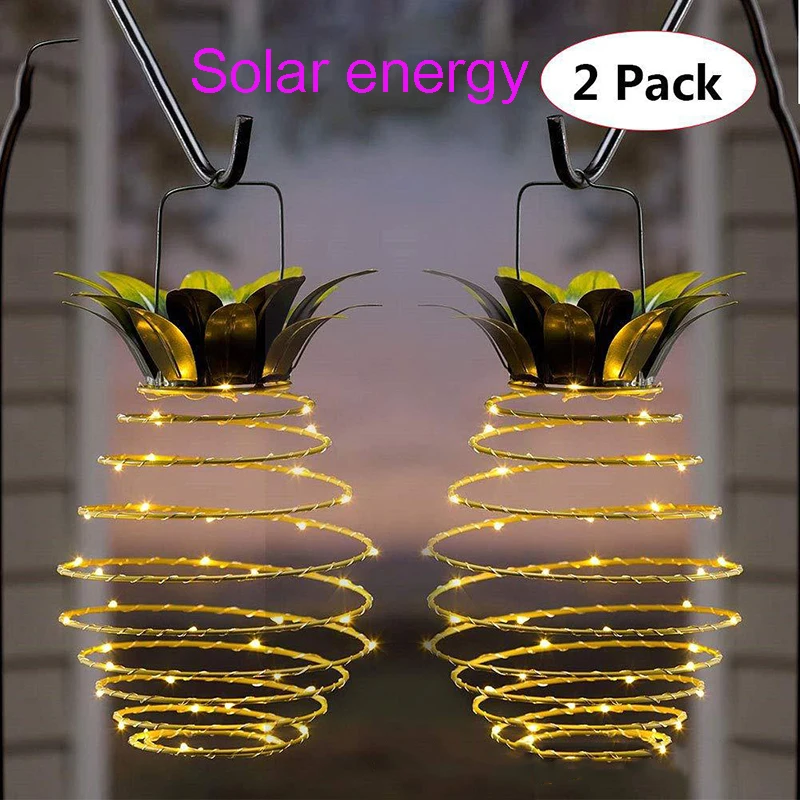 

Solar LED Garden Pineapple Night Light Iron Pineapple LED String Light Waterproof Garden Retro Filament Bulb 24 LEDs