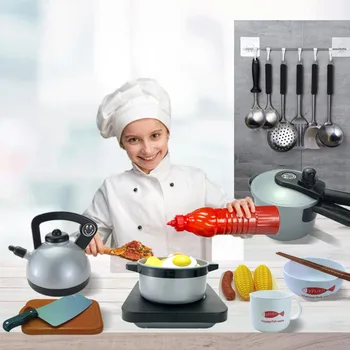 

Girl Role Play Simulation Kitchen Induction Cooker Toys Pretend Play Kitchenware Tableware Cooking Set Kids Children Boy Gift
