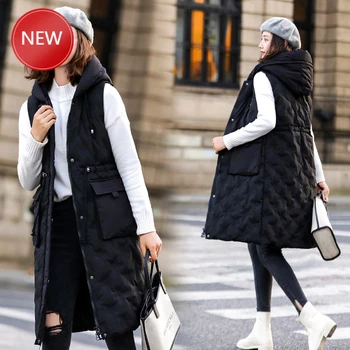 

Vest 2020 cotton-padded warm thicken long woman vest female hooded parka jacket waistcoat plus size Autumn winter vest women