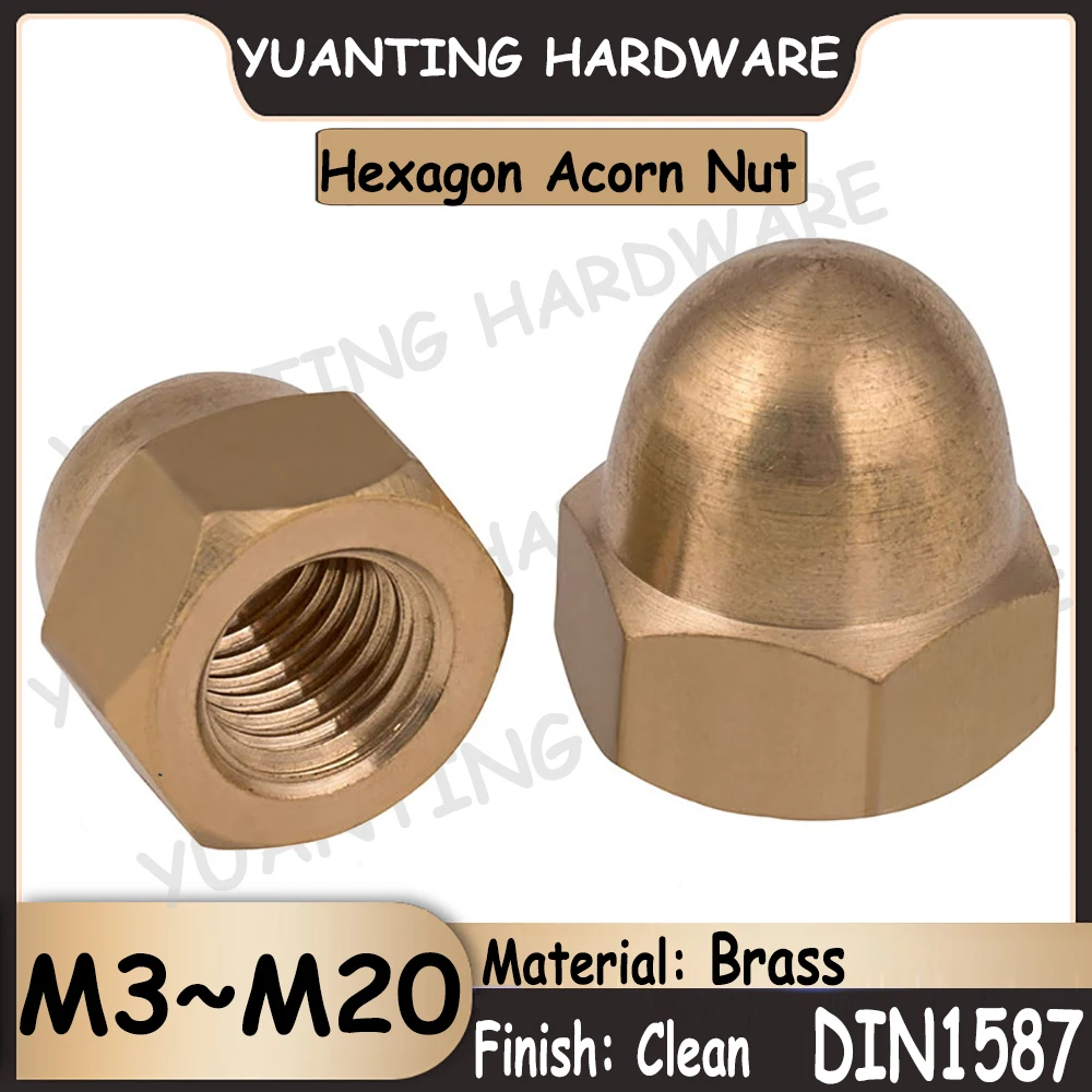 Coarse Thread M3 M4 M5 M6 M8 M10 M12 M14 M16 M18 M20 Brass Acorn Cap Dome Nuts 
