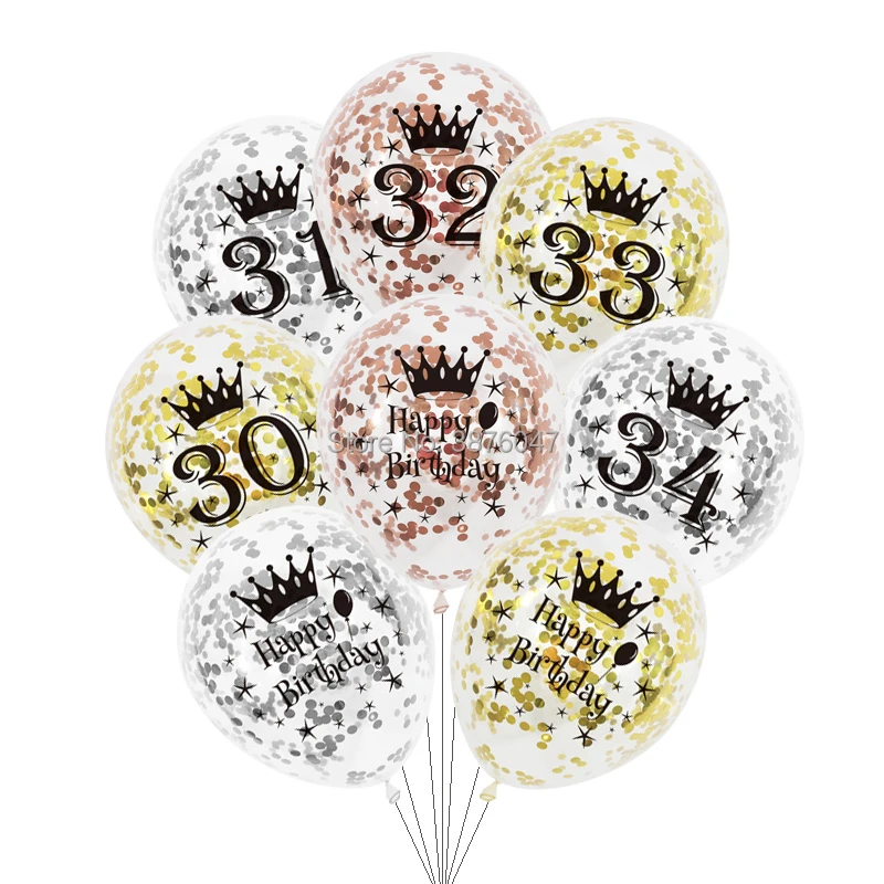 6 ピース ロット番号 30 31 32 33 34 誕生日風船ローズゴールドシルバー 30th 誕生日パーティーの装飾紙吹雪記念バルーン Ballons Accessories Aliexpress