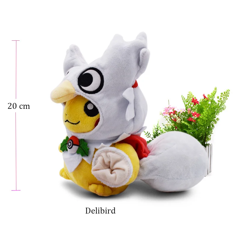 Delibird 30 стилей Аниме Кукла Пикачу тиранитар драконит пассимиан Misdreavus чучела Peluche Плюшевые игрушки Рождественский подарок для детей - Цвет: Delibird