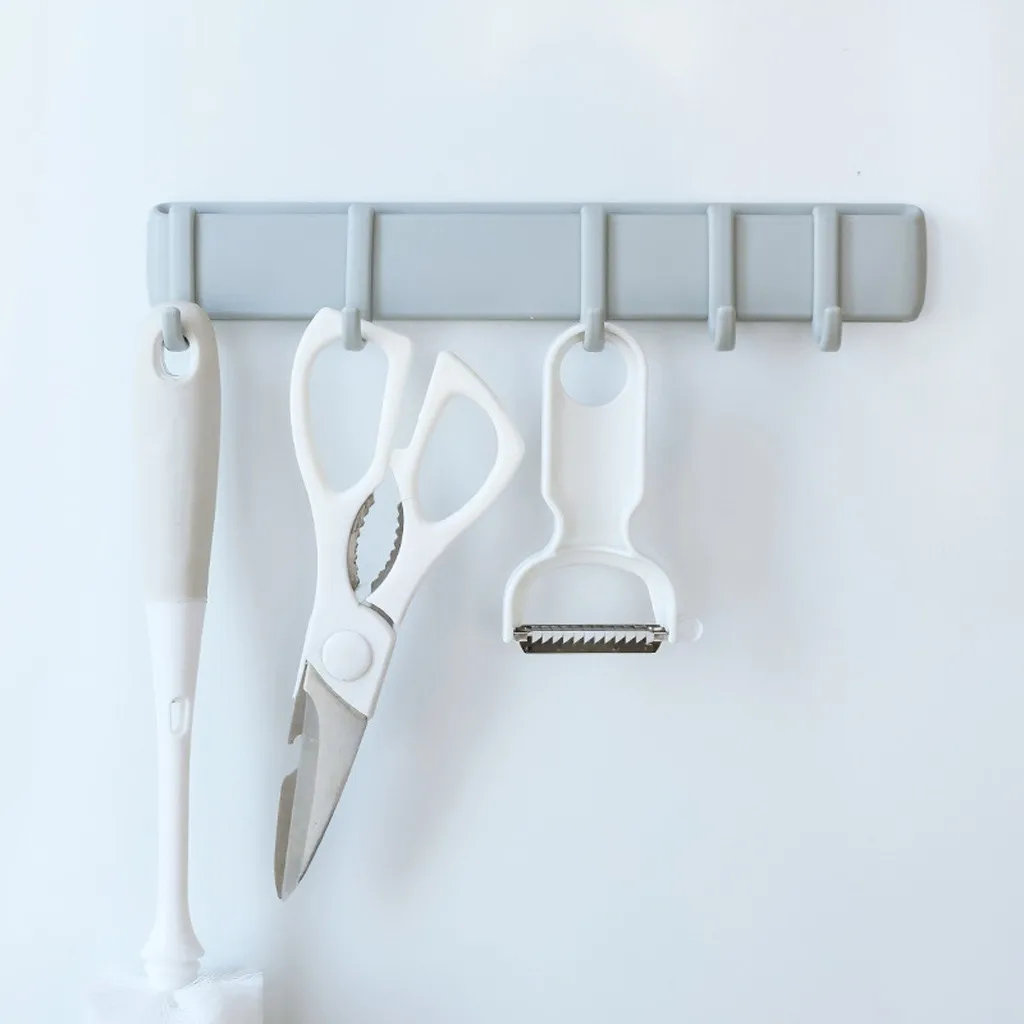 Креативные регулируемые настенные крючки для кухни и ванной комнаты без ударов крючки для хранения домашние полотенца хранение кухонной утвари аксессуары 5 крючков