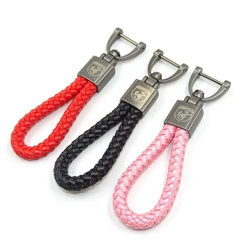 

Car Key Holder Leather Alloy Hand woven rope Car Keychain Keyring Key Ring Chain for Fiat Abarth 500 Punto Stilo Freemont Bravo