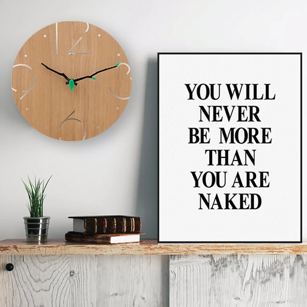 Wooden Wall Clock ,Round Suitable for Living Room Bedroom and Kitchen Decoration (11 Inches) Easy to Read and Install