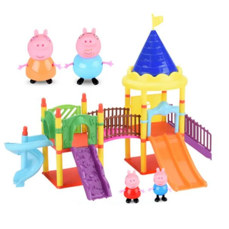 

Hot Sell Peppa Pig Full Series Fun Amusement Park Anime Kids Toys Family Education Roles Action Figure Model Children Gifts