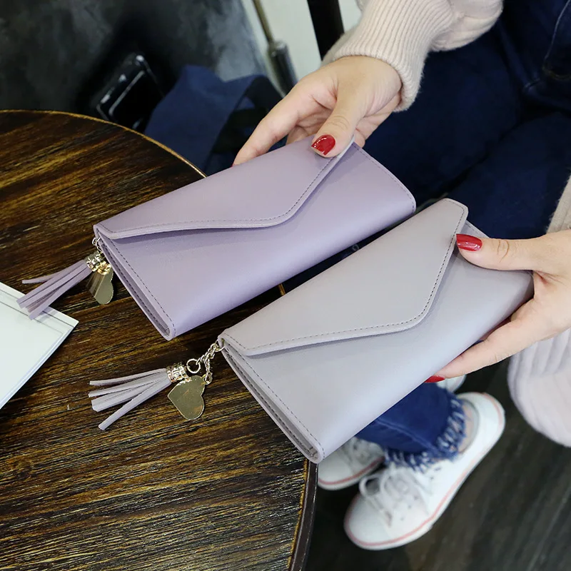 

2019 Long Carrying Stylish Heart-Shaped Pendant Simple Fashion Multi-functional Embossed Leather Women's