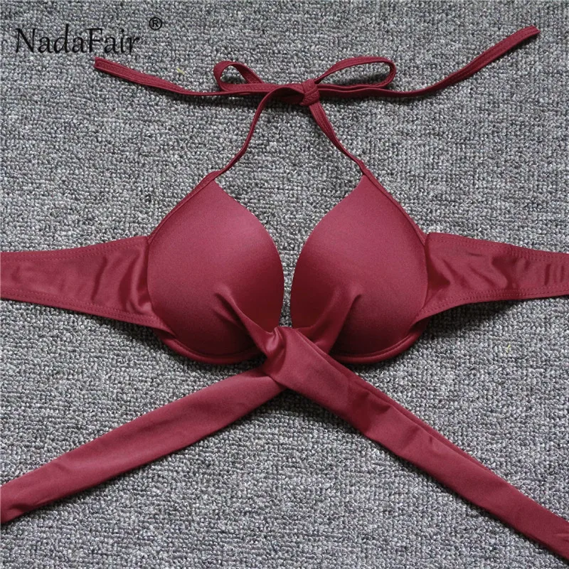 Nadafair Одноцветный Женский сексуальный купальник бюстгальтер с вкладышами пуш ап