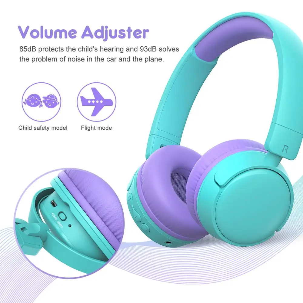 gorsun Wireless Kids Headphones with 85dB Volume Regulator Foldable Bluetooth Stereo Over Ear Kids headsets for boys and girls