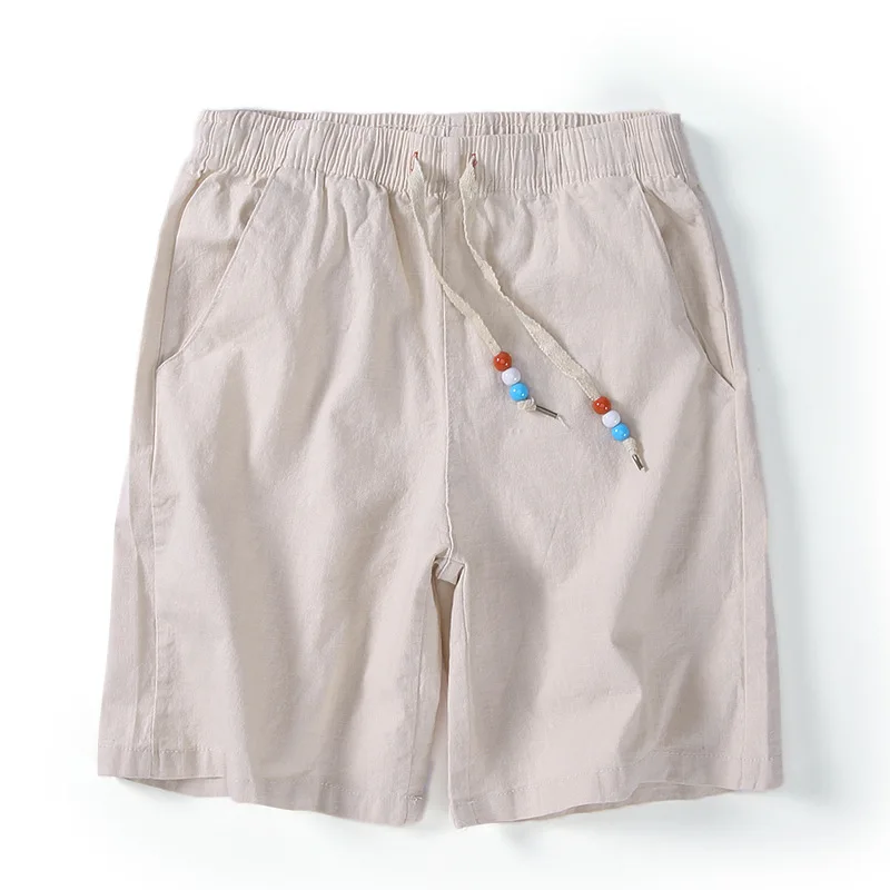 

Now Summer New Style Men Cotton Linen Medium Waist Washing Casual 5 Pants Students Trend Large Size Shorts Men's