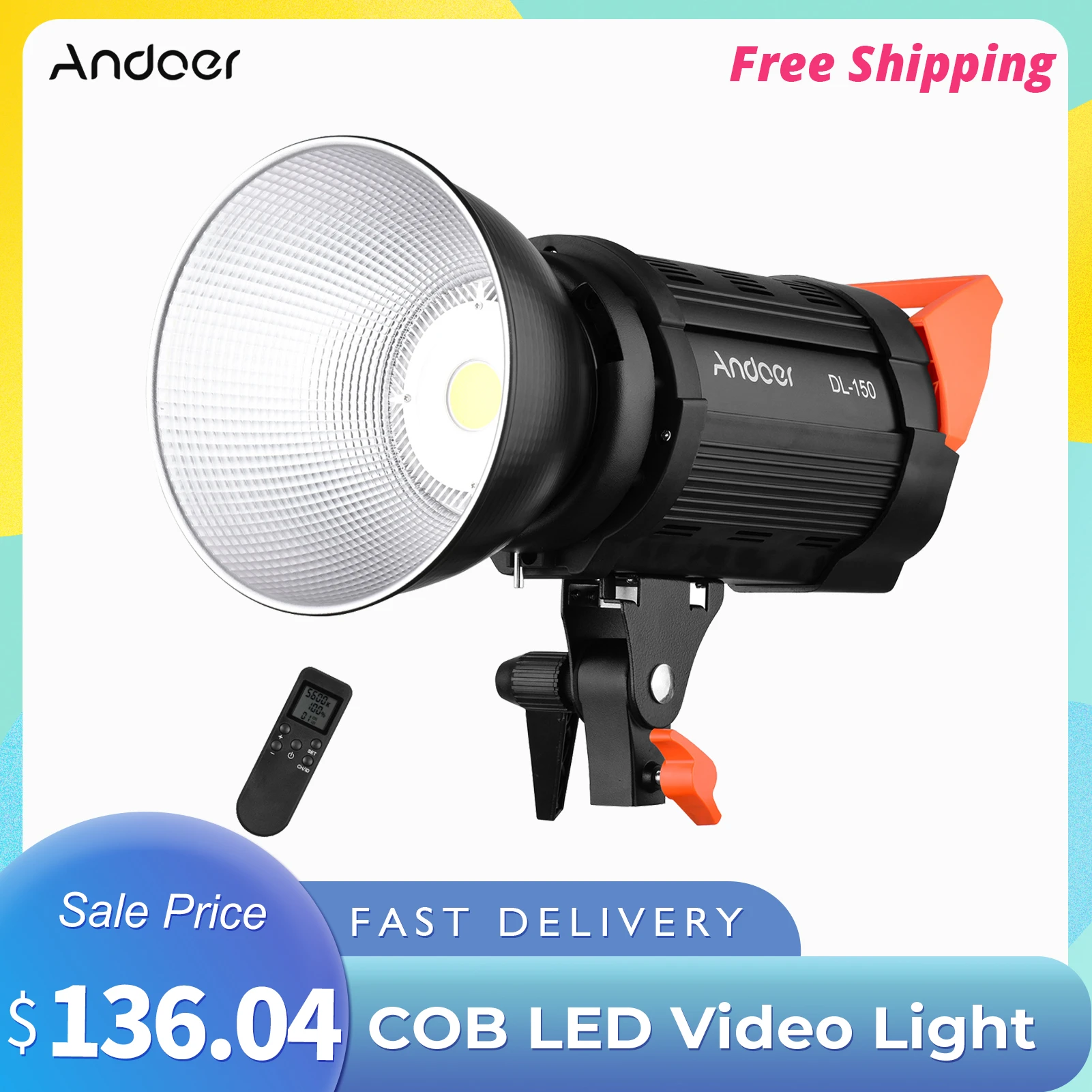 Andoer Dl 150 150w Dimmable Cob Led Video Light Video Focus Light Cri 95 Bowens Mount W Remote Control For Photography Studio Photographic Lighting Aliexpress
