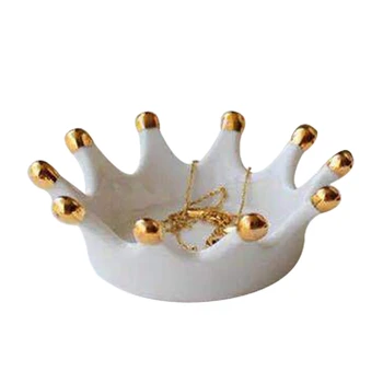 

Nordic Creative Gold Crown Gold Ceramic Small Dish Sauce Dish Ring Necklace Snack Storage Tray Decorative Ornaments
