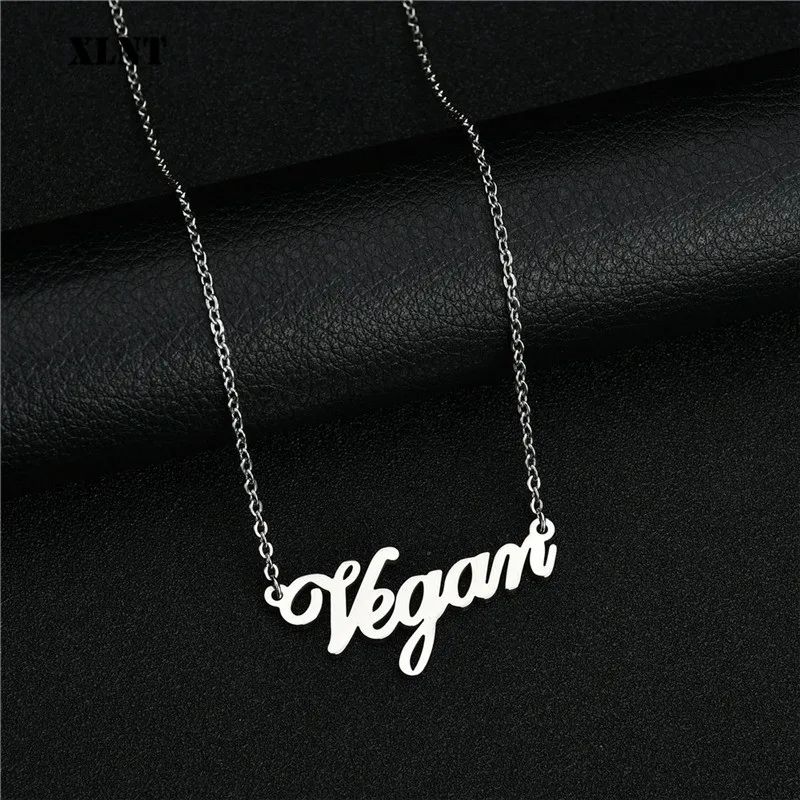 XLNT Vegan ювелирные изделия вегетарианский символ посеребренные буквы веганское ожерелье веганский стиль жизни подарок ювелирные изделия для женщин