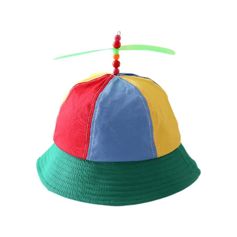 Baby Accessories luxury	 Children Kids Cotton Helicopter Propeller Bucket Cap Color Block Patchwork Dragonfly Beaded Summer Sun Protection Fisherman Hat baby accessories doll	