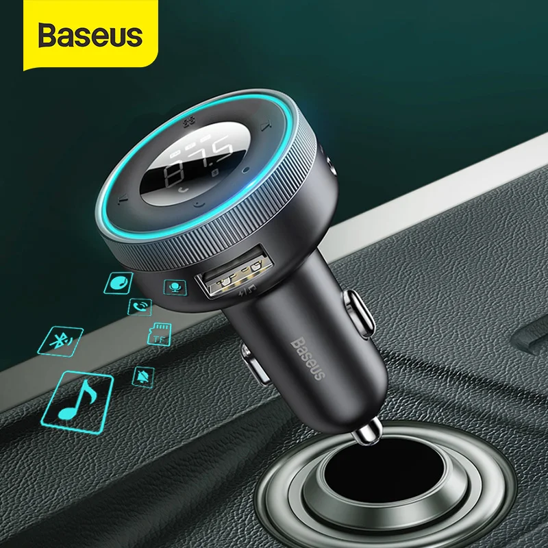 FM-трансмиттер Baseus 12-24 В со светодиодный кой с поддержкой Bluetooth 5 0 | Автомобили и