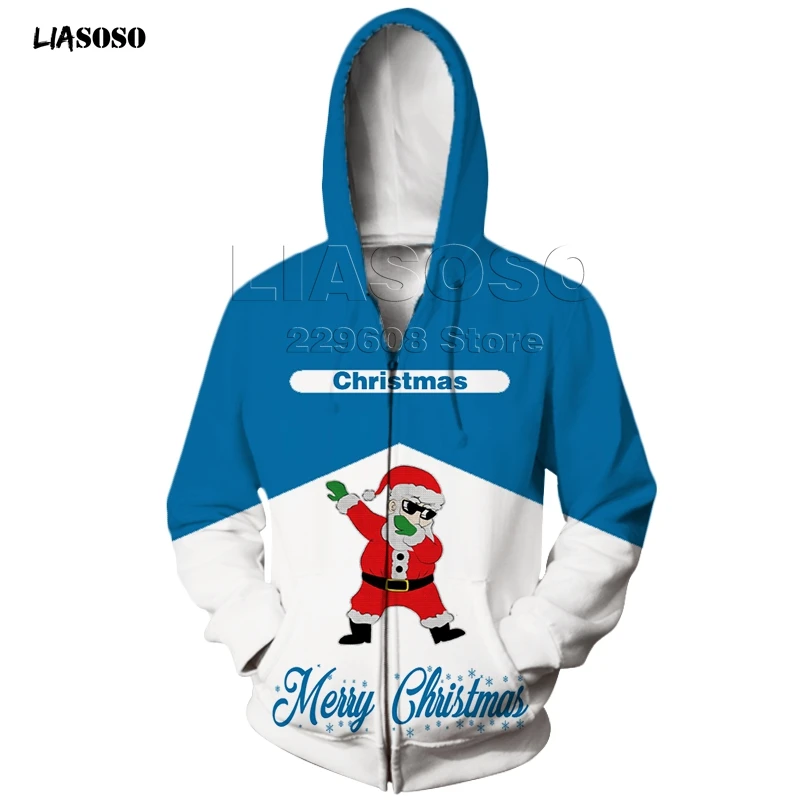 LIASOSO, новинка, Модный дизайн, модный для мужчин& wo, для рождества, большой размер, Ziphoodie, хип-хоп, Санта Клаус, интересный пуловер - Цвет: 17