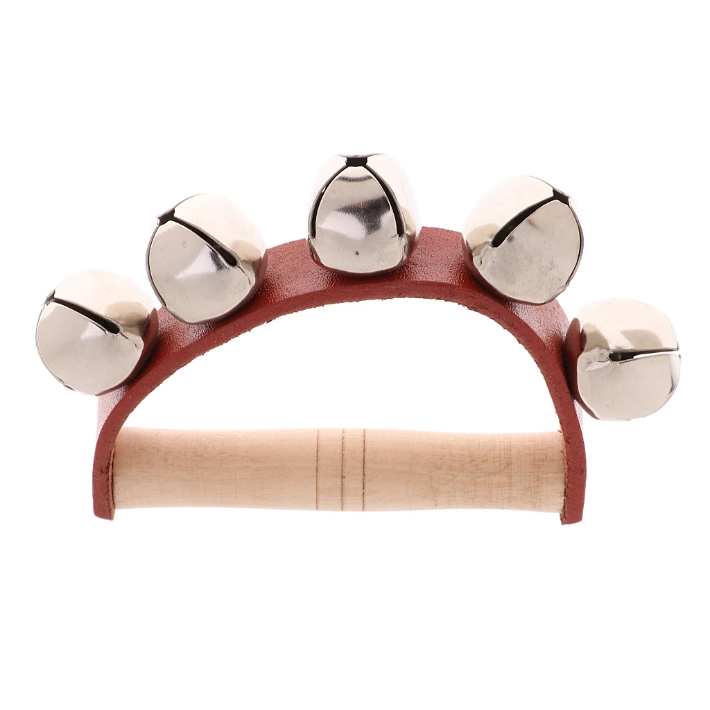 Wooden Handle Bell Shaker Rattle Toys for Baby Kids Musical Instrument