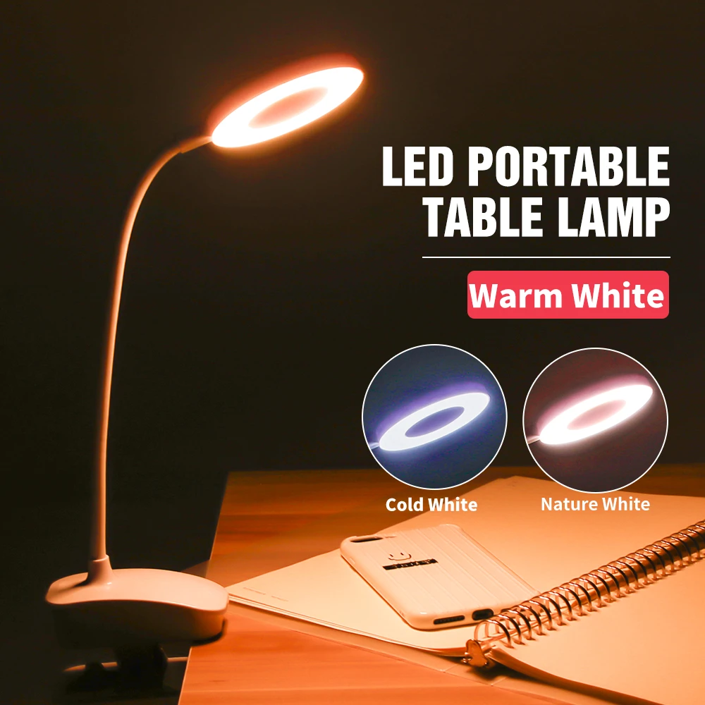 

Clip Wireless Table Lamp LED Study Light 3 Modes Colors Touch Dimming 1200mAh Rechargeable LED Reading Desk Lamp USB Table Light