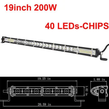 

10V-30V Light Bar 200W Single Row Ultra-Slim LED Work For Car Off-road Truck