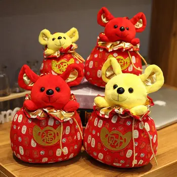

2020 Mouse Year Chinese Knot Lucky Bag Rat Plush Doll Toy Hanging Decor Gift