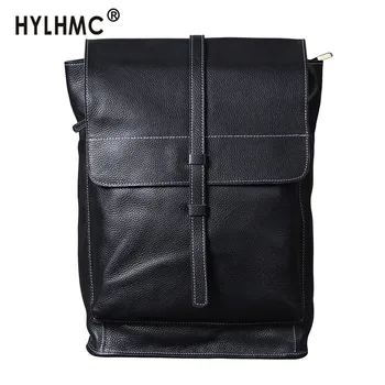 

Bag Men Backpack Retro Leather Laptop Backpack Computer Bag Male Casual Crazy Horse Leather Schoolbag First Layer Cowhide Simple