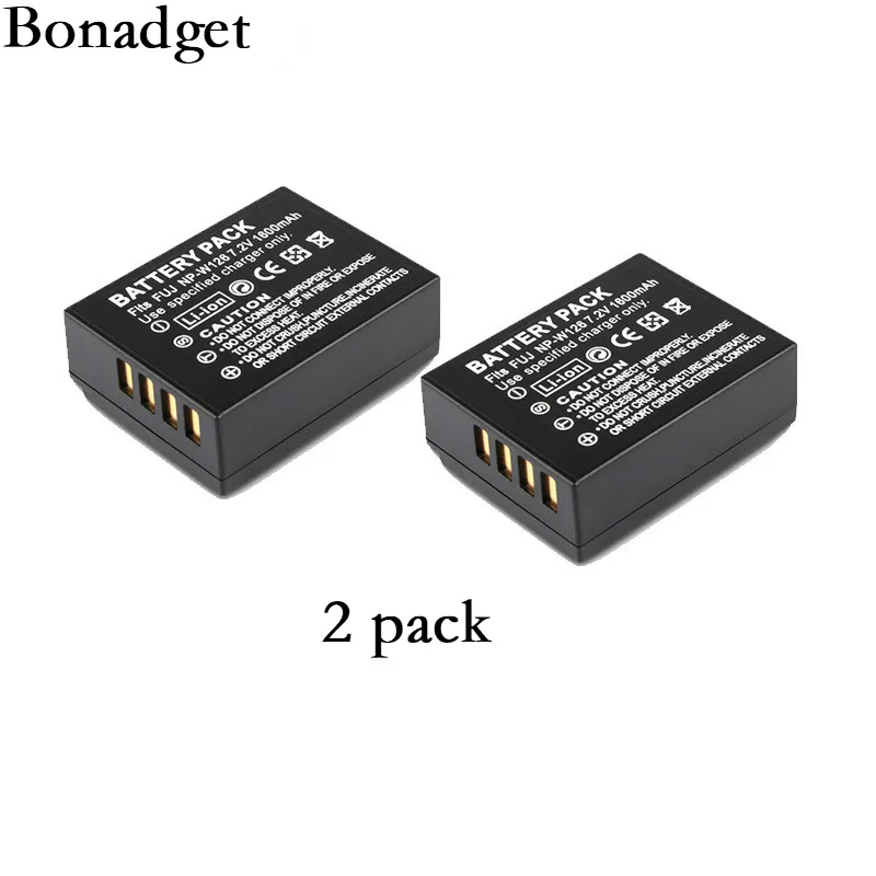 

Bonadget 2Packs7.2V 1600mAh Li-ion NP-W126 Camera Battery For Fujifilm FinePix HS30EXR HS33EXR X-Pro1 X-E1 X-E2 X-M1 X-A1 X-A2