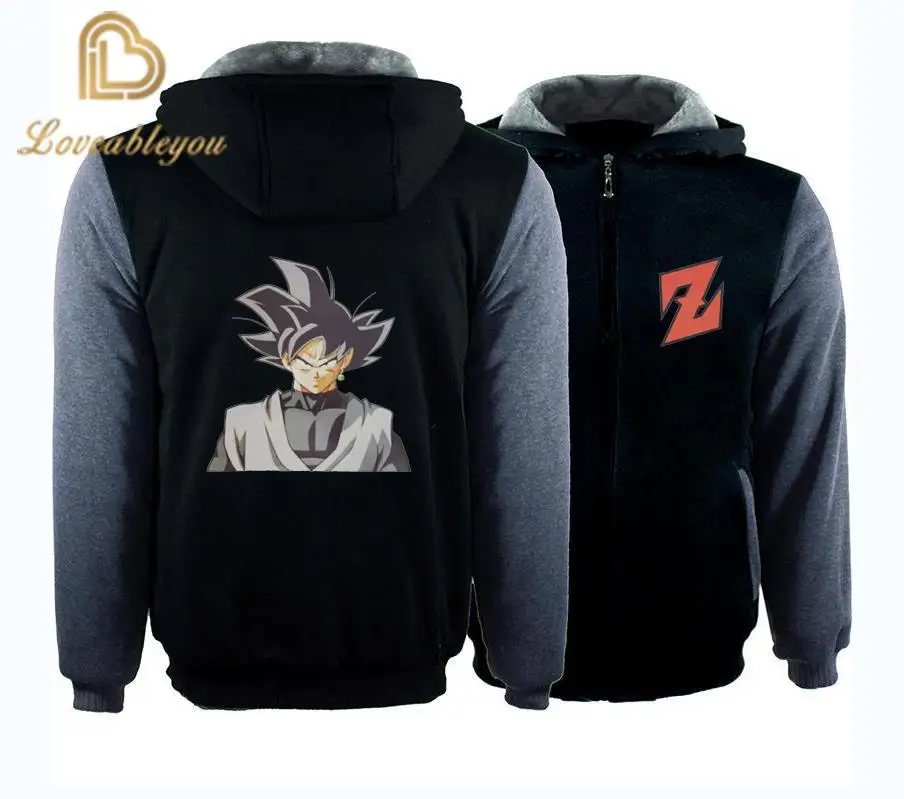 Принт Dragon Ball Z Off White костюм на молнии толстовки для мужчин аниме стих с капюшоном Косплей толстовки уличная Повседневная Верхняя одежда