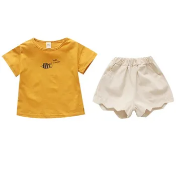 

DFXD 2-6T Kids Summer Clothes Sets Casual 2PC Short Sleeve Bee Suit Outfit Toddler Boys/Girls Clothing Set Cotton T-shirt+Shorts