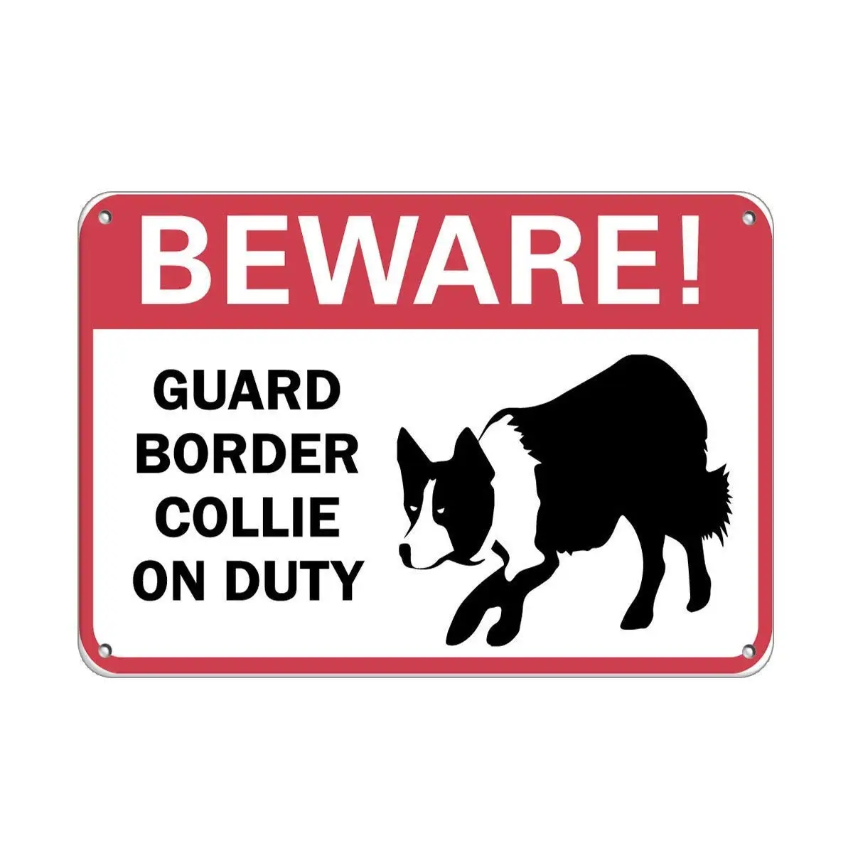 Beware! Guard Border Collie On Duty Pet Animal Sign Aluminum Metal | Дом и сад